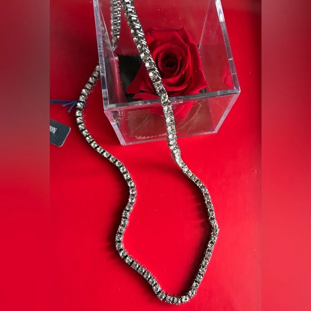 True Religion Silver Rhinestone Tennis Necklace